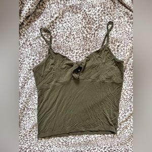 American Eagle Essentials Army Green Crop Tank Top